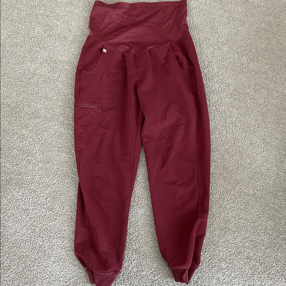 FIGS Maternity Technical Collection Scrub Joggers - Burgundy